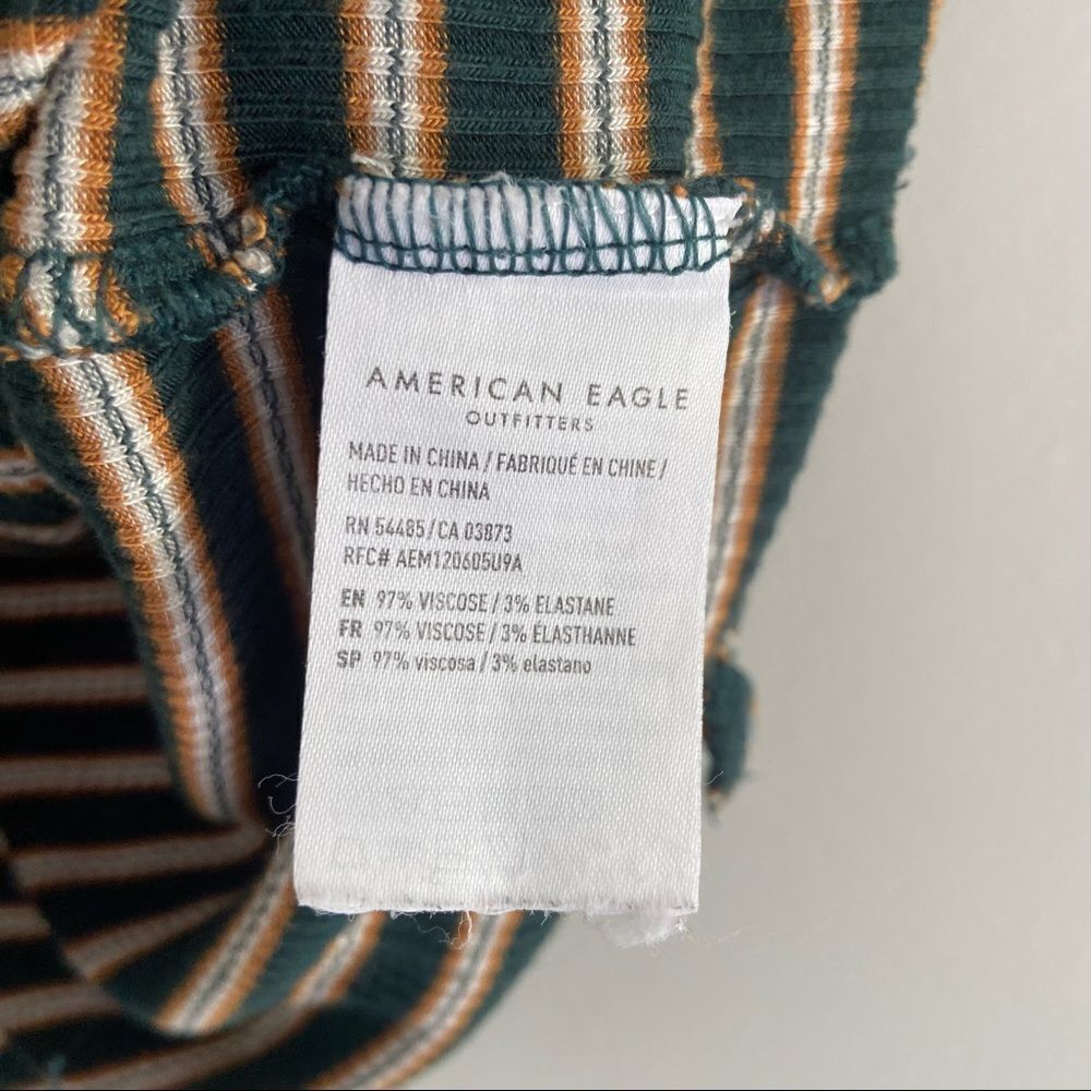 American Eagle Striped Tie-Front Green Short Sleeve Tee Size XS - Picture 5 of 5